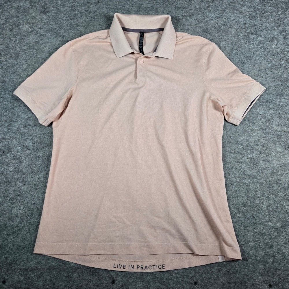 Lululemon Mens Pink Evolution Performance Golf Short Sleeve Polo Large